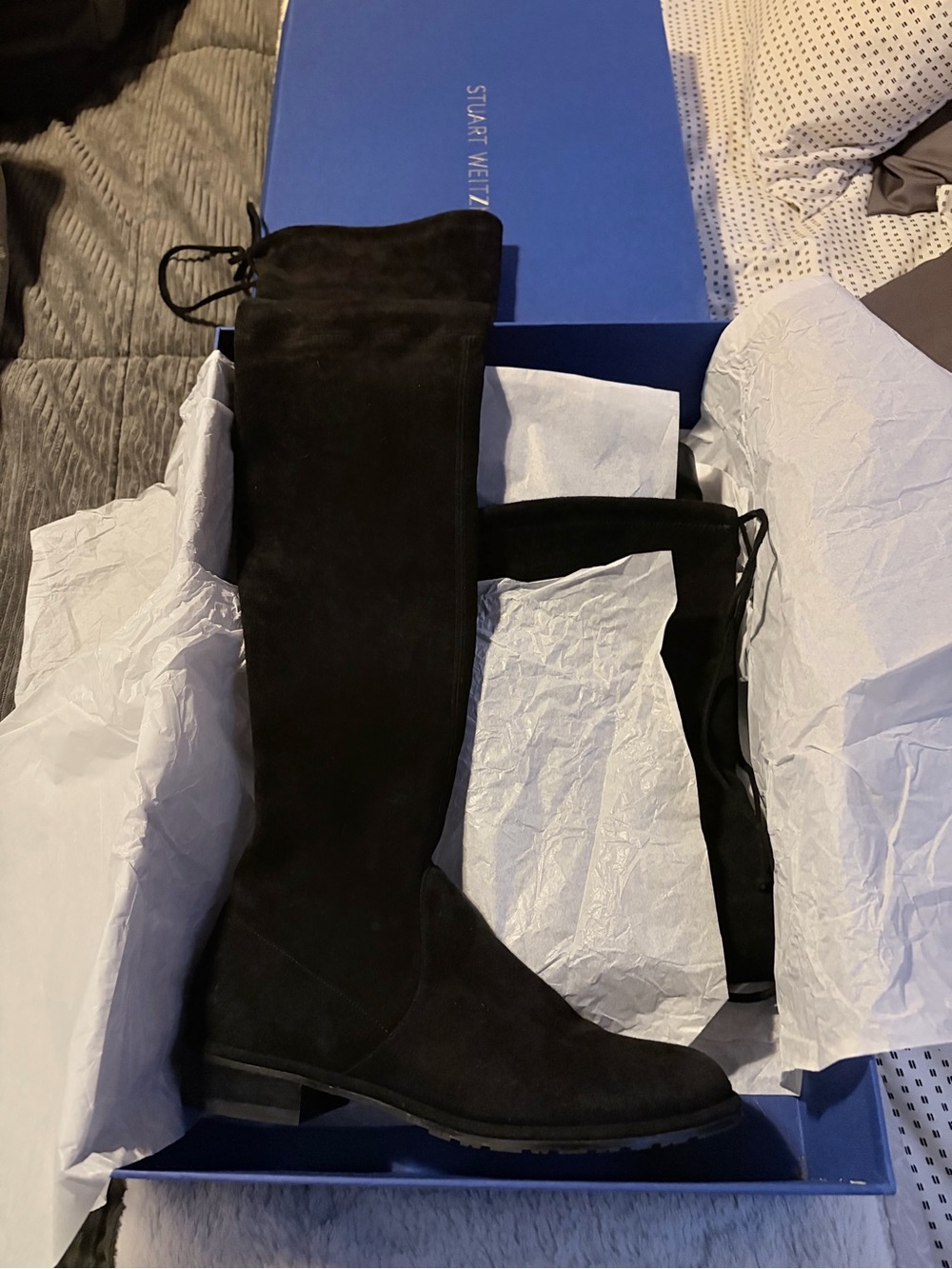 Stuart Weitzman Black Suede Over-The-Knee Boots